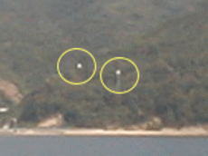 大三島マイルポスト(遠くてぼやけている)